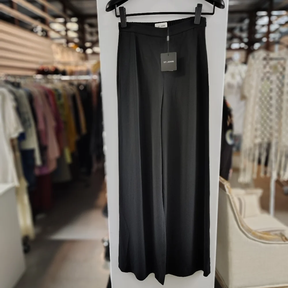 St. John Mid Rise Wide Leg Pants | Size XS | Black | NWT